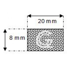 Rechthoekig mosrubber snoer | 8 x 20 mm | rol 50 meter